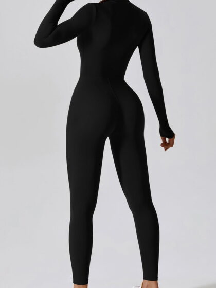 Lounge in Style with this Sleek & Sexy Ankle-Length Onesie: Long Sleeves, Zipper Closure, Comfort & Style!