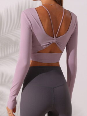 Luxurious Cropped Long Sleeve Yoga Top with Soft Padding for Comfort and Style