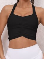 Luxuriously Soft Adjustable Strap Push-Up Sports Bra with Scrunch Top Design for Maximum Comfort and Support