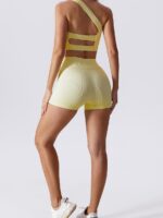 Racy Ribbed One-Shoulder Backless Sports Bra - Sexy Support for Your Sporty Side