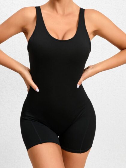 Sassy Sporty Backless Jumpsuit w/ Built-in Bra - Sexy Activewear for Women