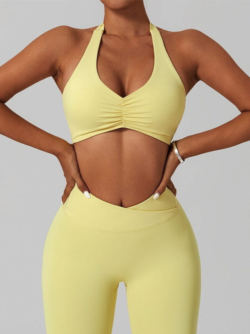 Seductive Halter Neck Scrunchy Sports Bra - Feel Sexy & Supportive While You Work Out!