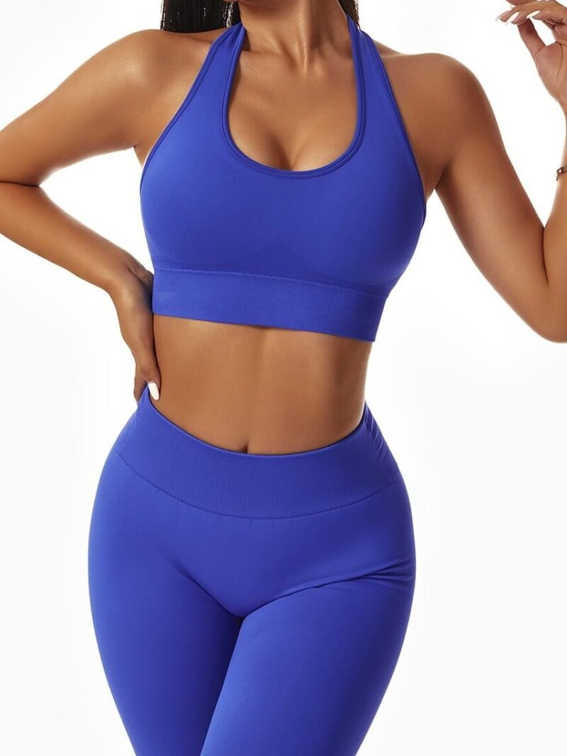 Seductive Stretch Pull Up Halter Neck Sports Bra | Sexy Supportive Workout Top | Athletic Gym Wear for Women | Comfortable & Breathable Top for Yoga & Exercise | Form-Fitting & Flattering Design