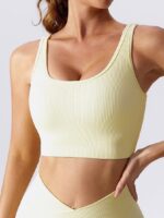 Sensual Ribbed Open-Back Strappy Athletic Bra - Sexy, Breathable, Supportive, Comfy, Alluring.