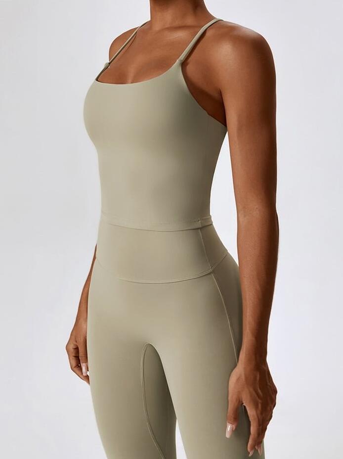 Sensual Spaghetti Strap Tank Top with Supportive Built-in Bra - Flatter Your Figure!