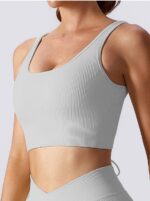 Sensuous Ribbed Open Back Strappy Athletic Bra - Feel Sexy & Supported!