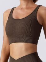 Sensuous Ribbed Open-Back Strappy Athletic Bra - Feel Sexy & Supportive!