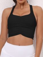 Sexy Adjustable Strap Push-Up Sports Bra with Scrunchy Bust Enhancing Top Design - Perfect for Yoga, Running, and High Impact Workouts.