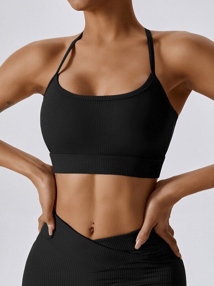 Square Neck Backless Spaghetti Straps Sports Bras for Women Padded Push Up  Crisscross Back Low Support Gym Workout Yoga Bra Tops - AliExpress
