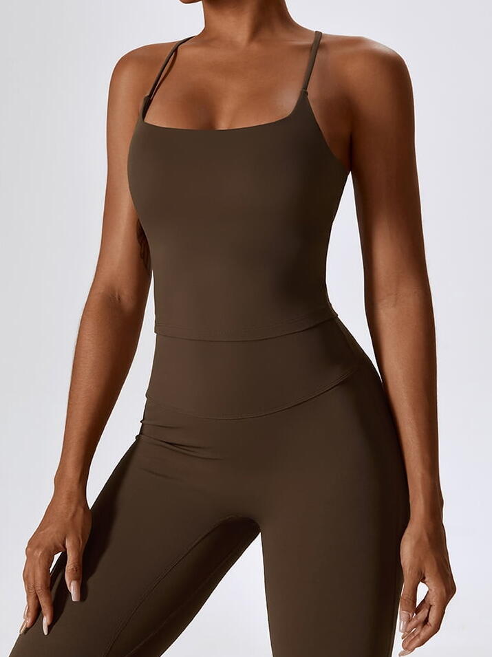 Sexy Spaghetti Strap Tank Top with Built-In Supportive Bra, Womens Racerback, Soft & Stretchy, Comfort Fit, Summer Essential, Show Off Your Shoulders!