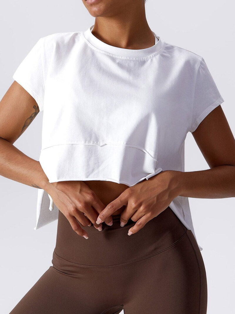Soft Cotton Short-Sleeve Yoga Crop Top, Perfect for a Sensuous Workout