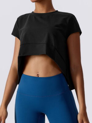 Soft Cotton Short-Sleeve Yoga Crop Top for Flawless Workouts