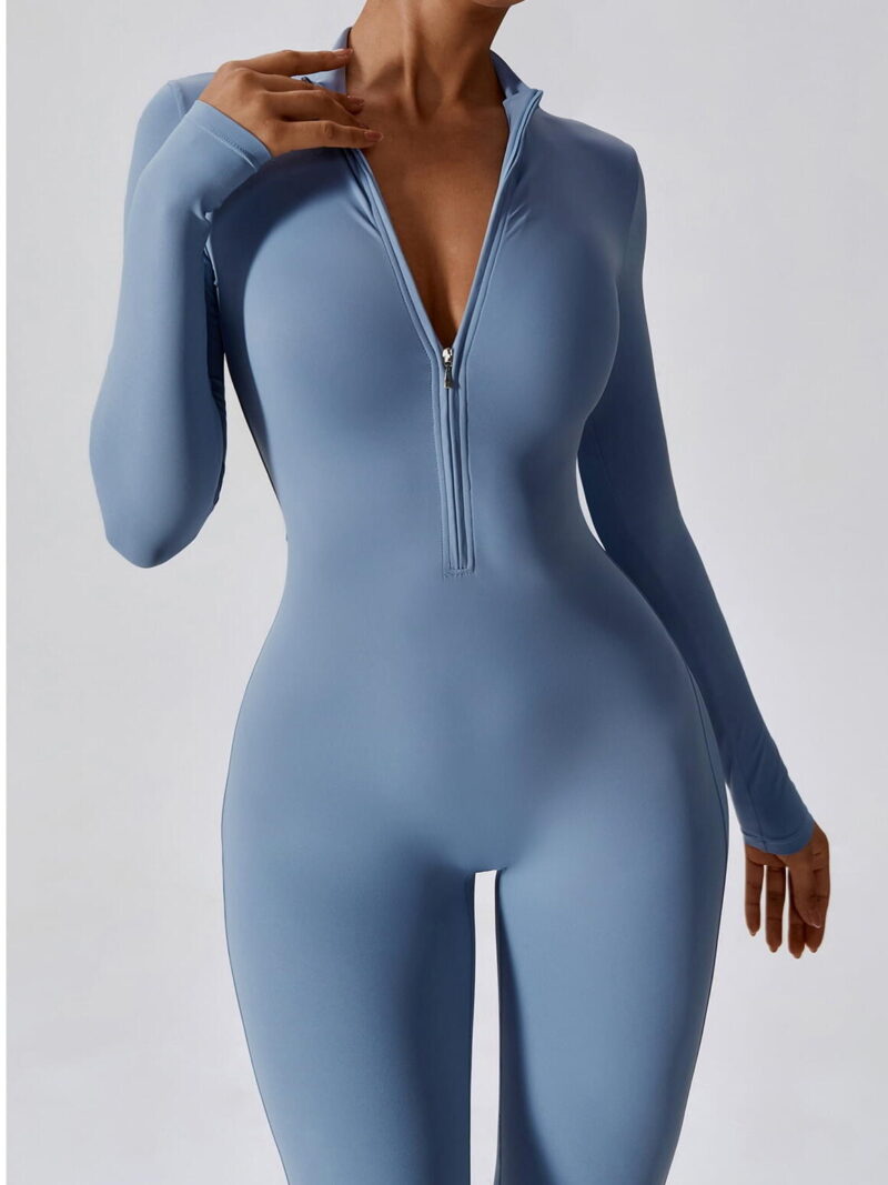 Stay Cozy with this Stylish Ankle-Length Onesie featuring Long Sleeves and a Zipper Closure.
