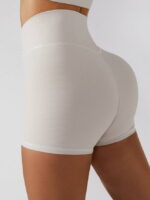 Stretchy Ribbed V-Cut Gym Shorts with Elastic Waistband - Perfect for a Sensual Workout!