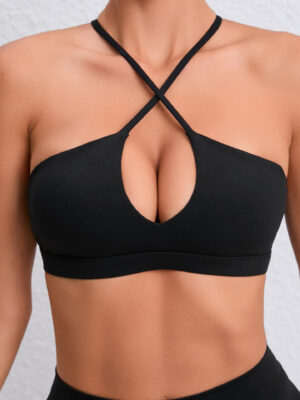 Stylish, Adjustable Spaghetti Strap Push-Up Sports Bra - Perfect for the Active Woman