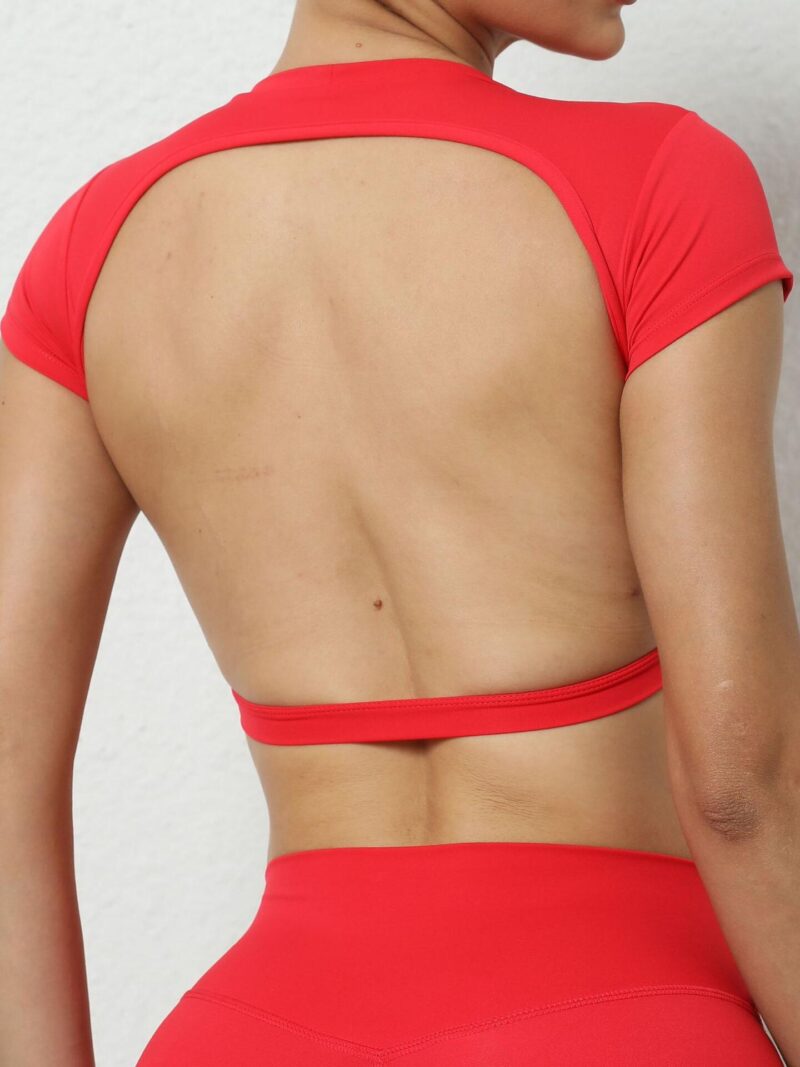 Sultry Backless Compressed Athletic Crop Top - Move with Comfort and Style