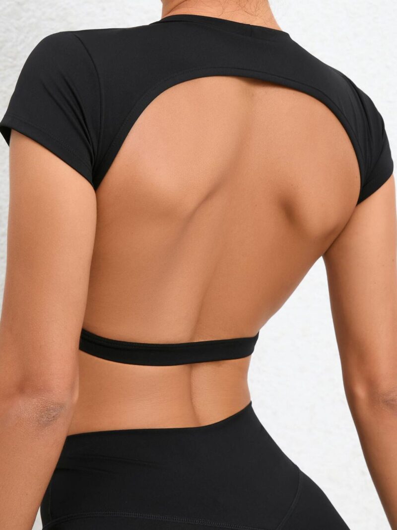 Sultry, Backless Compressed Sports Crop Top - Breathable, Lightweight, Supportive Athletic Wear