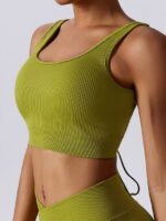 Sultry Backless Ribbed Strappy Athletic Bra - Sexy Support for the Gym
