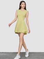 Sultry Curved Waist Double-Layered Bottom Tennis Dress