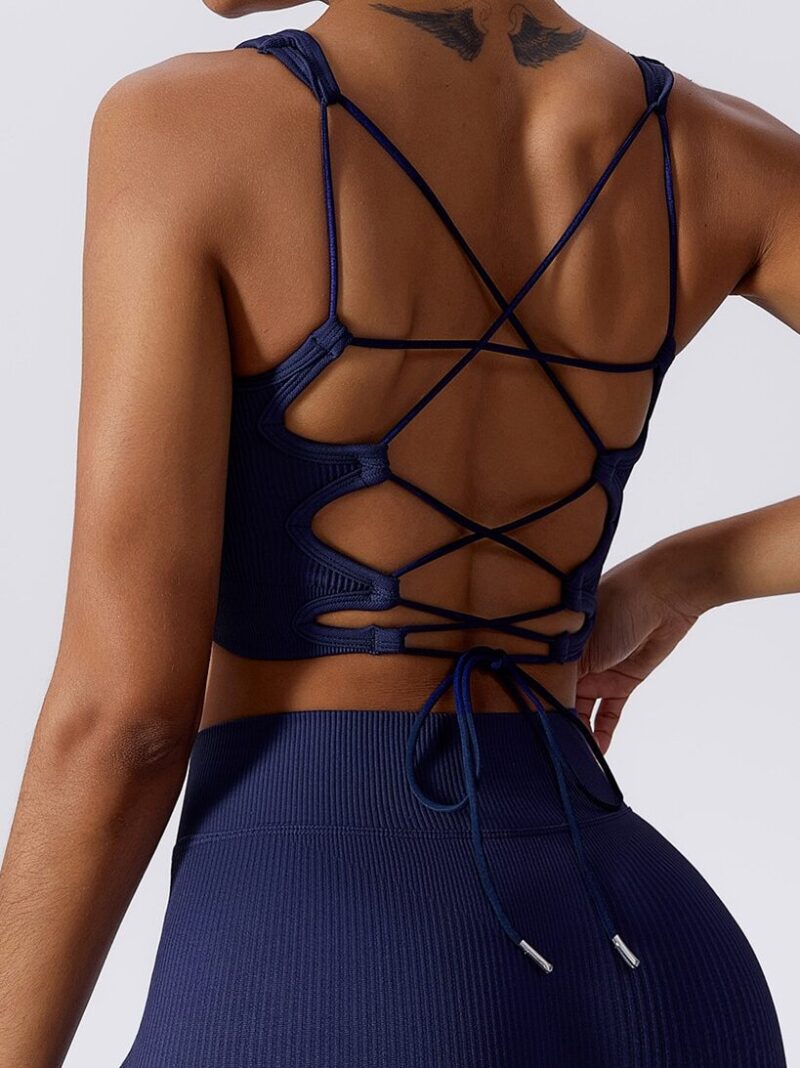 Sultry Ribbed Racerback Criss-Cross Athletic Bra