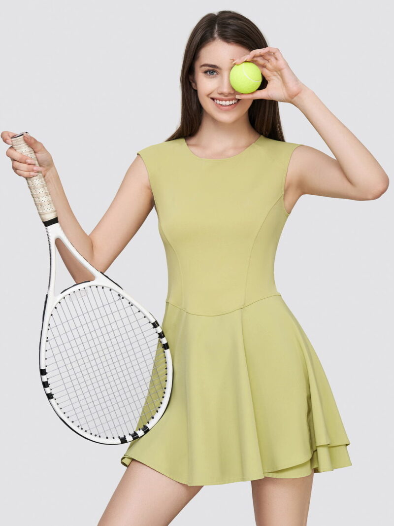 Swing Into Style Double-Layered Curved Waist Tennis Dress