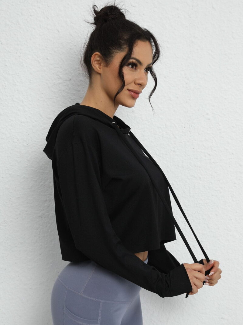 Womens Athletic Long Sleeve Crop Top Hoodie - Perfect for Working Out, Yoga, and Jogging!