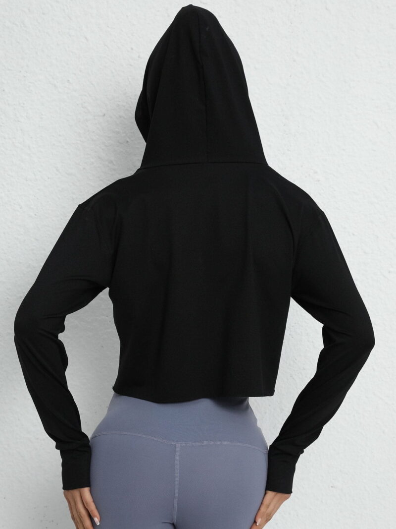 Womens Fashionable Long Sleeve Cropped Hoodie Sweatshirt for Athletic Activity