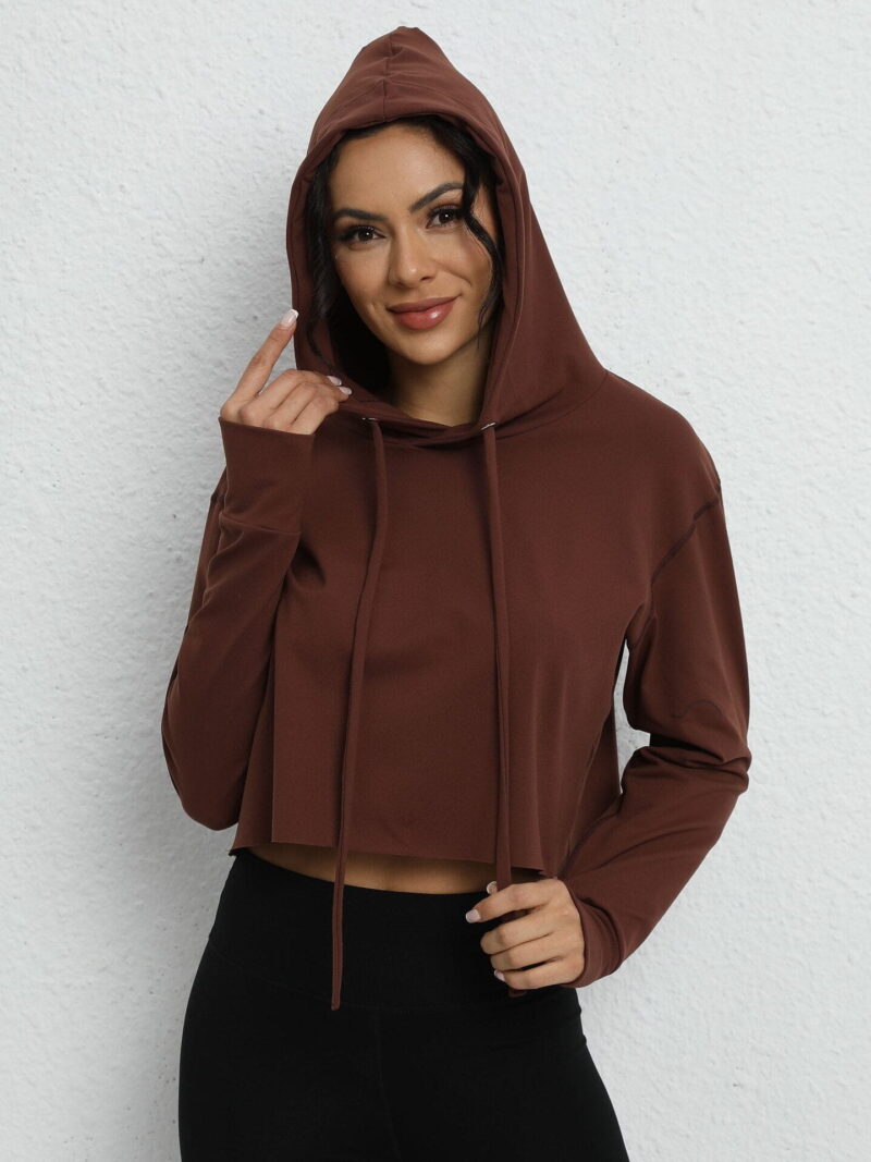 Womens Long Sleeve Cropped Hoodie for Athletic Activity - Soft and Cozy Comfort for the Gym or Yoga Studio