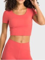 Womens Sexy Scrunch Back Sports Crop Top | Form-Fitting Stretchy Athletic Tank Top