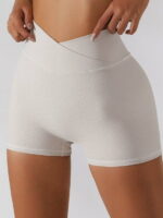 Womens Stylish Ribbed Elastic V-Waist Activewear Shorts - Perfect for Working Out or Lounging!
