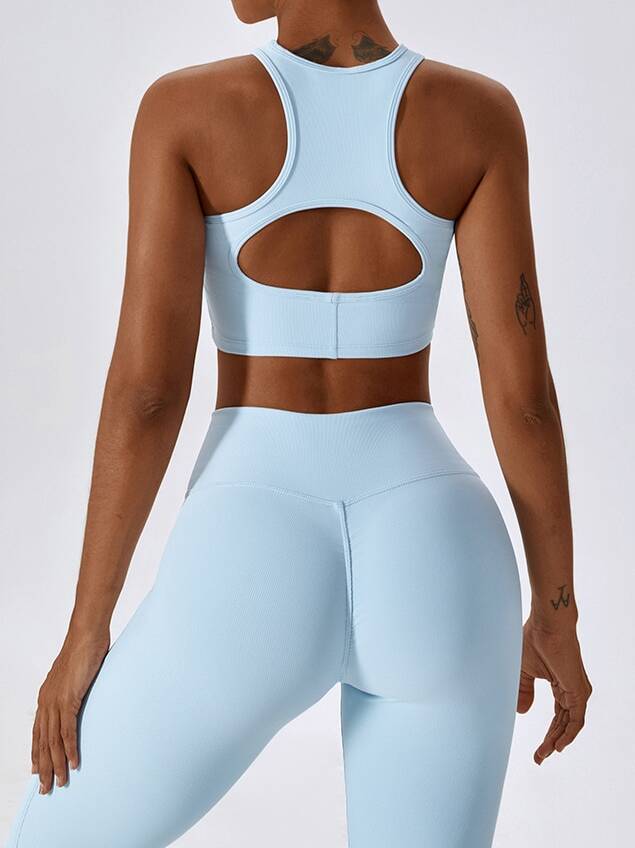 2-Pack of Ribbed Racerback Sports Bras & V-Waist Scrunchy Booty Leggings - Get Ready to Work Out in Style!