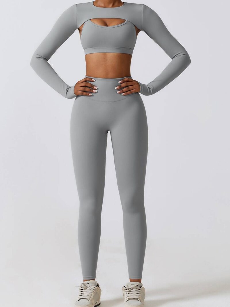 3-Piece Set: Sexy Push-Up Sports Bra, High-Waist Scrunch Butt Pants & Flattering Cover-Up - Perfect for Working Out, Yoga & Lounging!