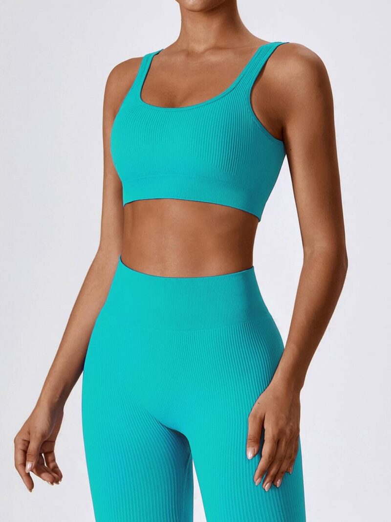 Activewear Bundle: Ribbed Square Neck Sports Bra & High Waist Leggings - Comfort & Style for Your Workout