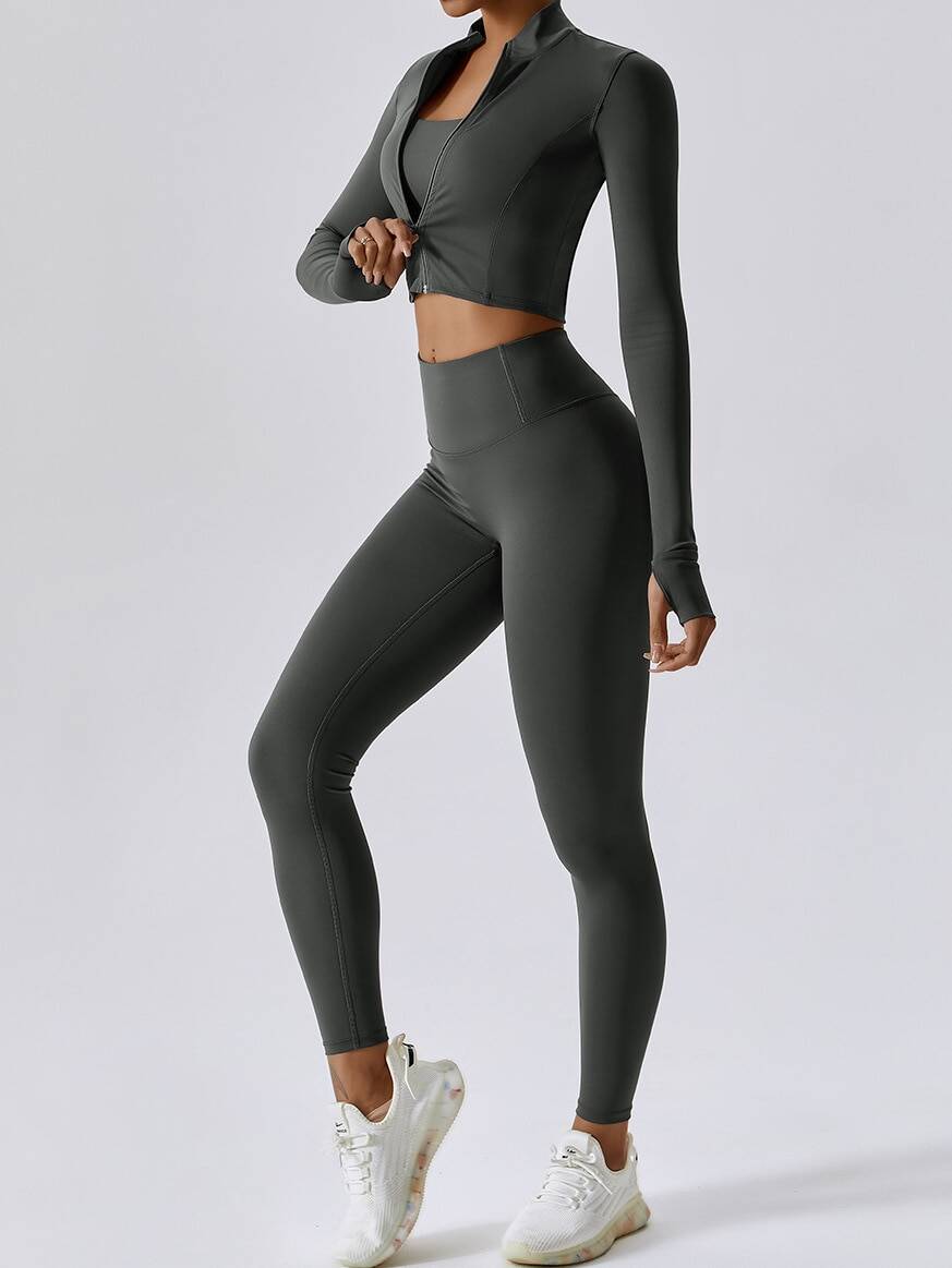 Three-Piece Set Jacket Sports Bra & High-Waist leggings • Value Yoga