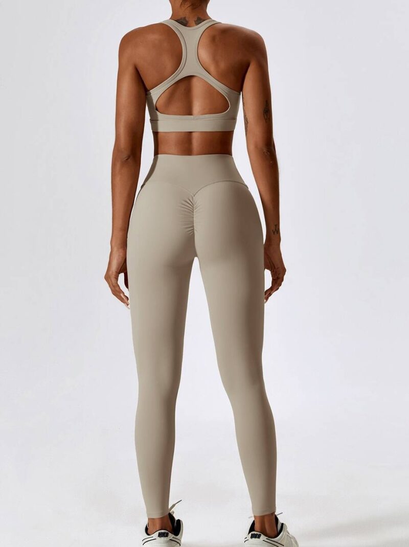 Be Ready for Anything: Sexy Square Neck Sports Bra & High Waisted Scrunch Butt Workout Outfit Set – Ready to Take on the World!