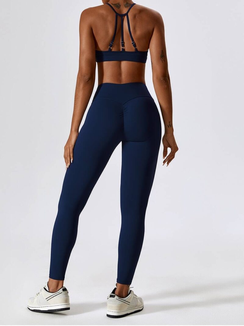 Be Ready to Sweat in Style with this Sexy Workout Outfit Set - Strappy Back Sports Bra & High Waist Scrunch Butt Leggings for Women