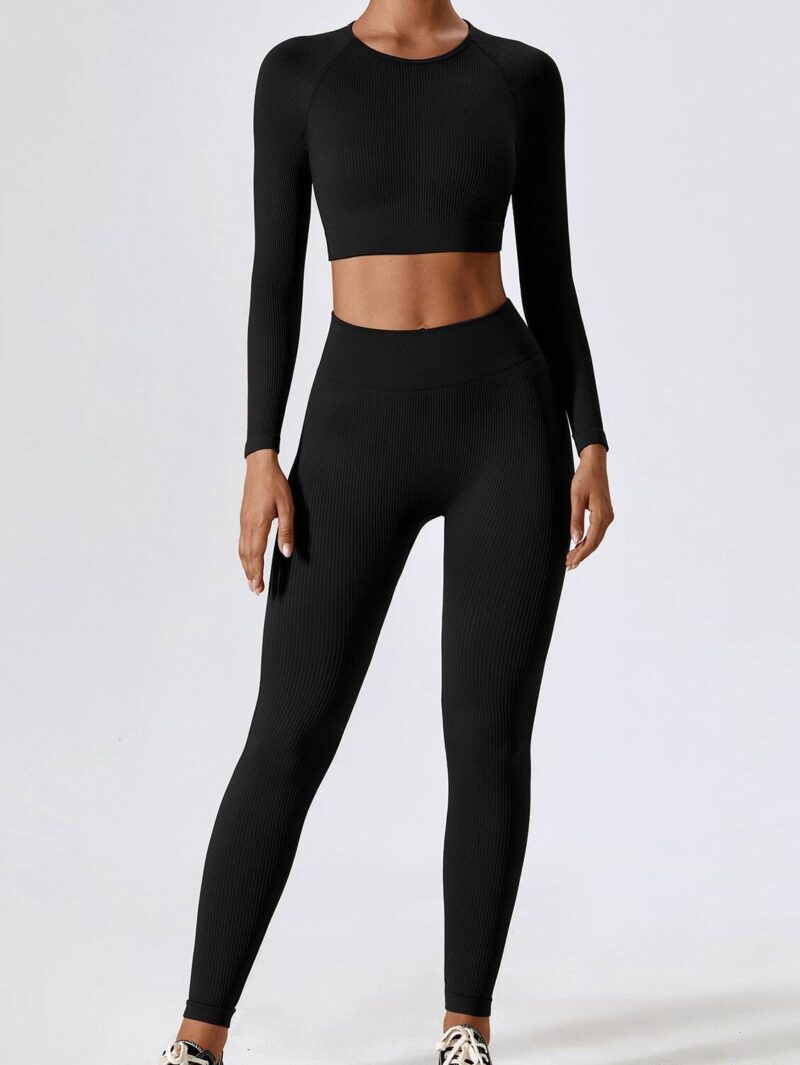 Cozy Ribbed O-Neck Top & Sleek High-Waisted Leggings Duo - The Perfect Match for Comfort and Style!