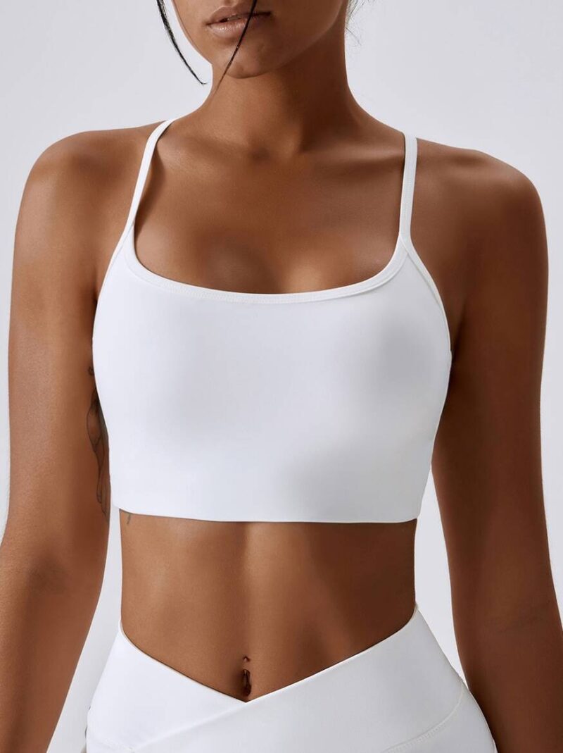 Crisscrossed Strappy Open-Back Push-Up Athletic Bra - Perfect for Working Out & Yoga