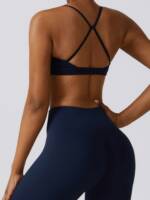 Cross-Back Sports Bra | Push-up Halter Top | Sexy Athletic Wear | Cross-Back Design for Maximum Support