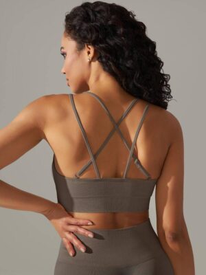 Discover Comfort and Style with this Strappy Back Push-Up Yoga Bra - Perfect for Your Workouts and Everyday Wear!