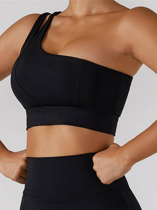 Discover the Ultimate in Comfort and Support with this One-Shoulder High Impact Sports Bra - Perfect for Running, Yoga, and Other High-Intensity Workouts!