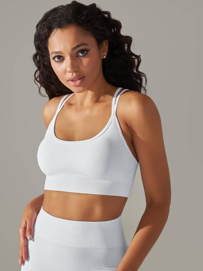 Elegant Strappy Back Push-Up Sports Bra for Yoga and More