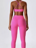 Elevate Your Workout with This Stylish Double Strap Cross Back Sports Bra & High Waist Leggings Set V2