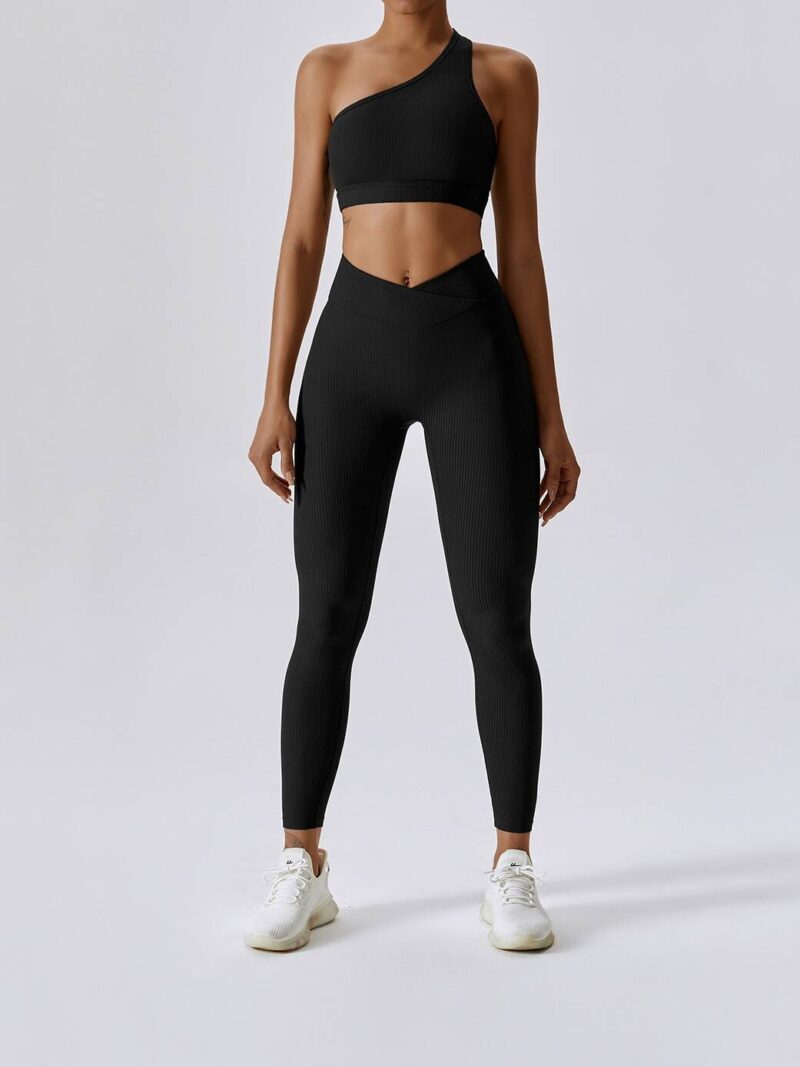 Stylish V-Waist Ribbed Exercise Leggings for Women | Perfect for Yoga, Running, and More