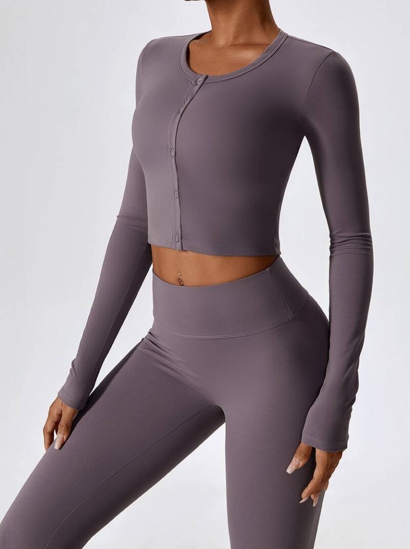 Exercise Gear Combo - Long Sleeve Cropped Tee & High-Rise Scrunch Booty Leggings