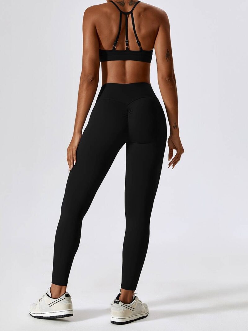 Exercise Gear Combo - Strappy Back Athletic Bra & Scrunchy Booty High Waisted Leggings