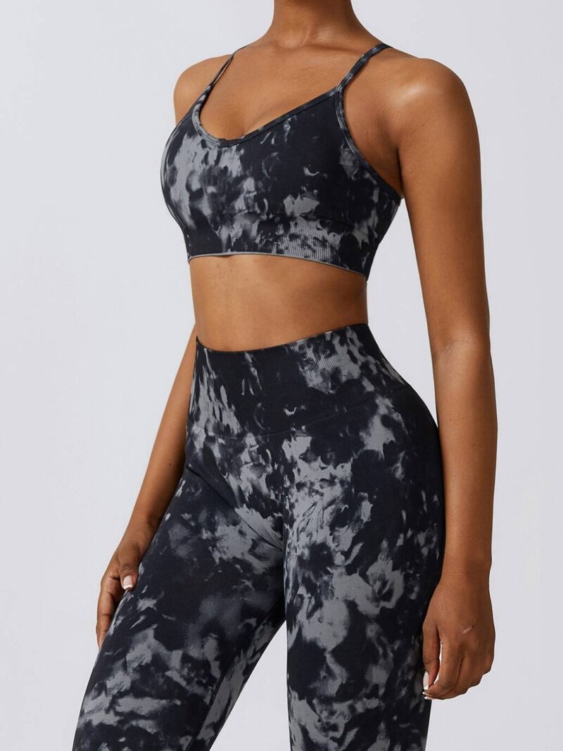 Fashion-Forward Tie-Dye Cami Sports Bra & Sculpting High Waist Scrunch Butt Leggings Set - Perfect for Working Out or Lounging!