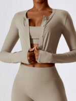 Fashionable O-Neck Cropped Button-Up Long-Sleeve Top - Perfect for Any Occasion!