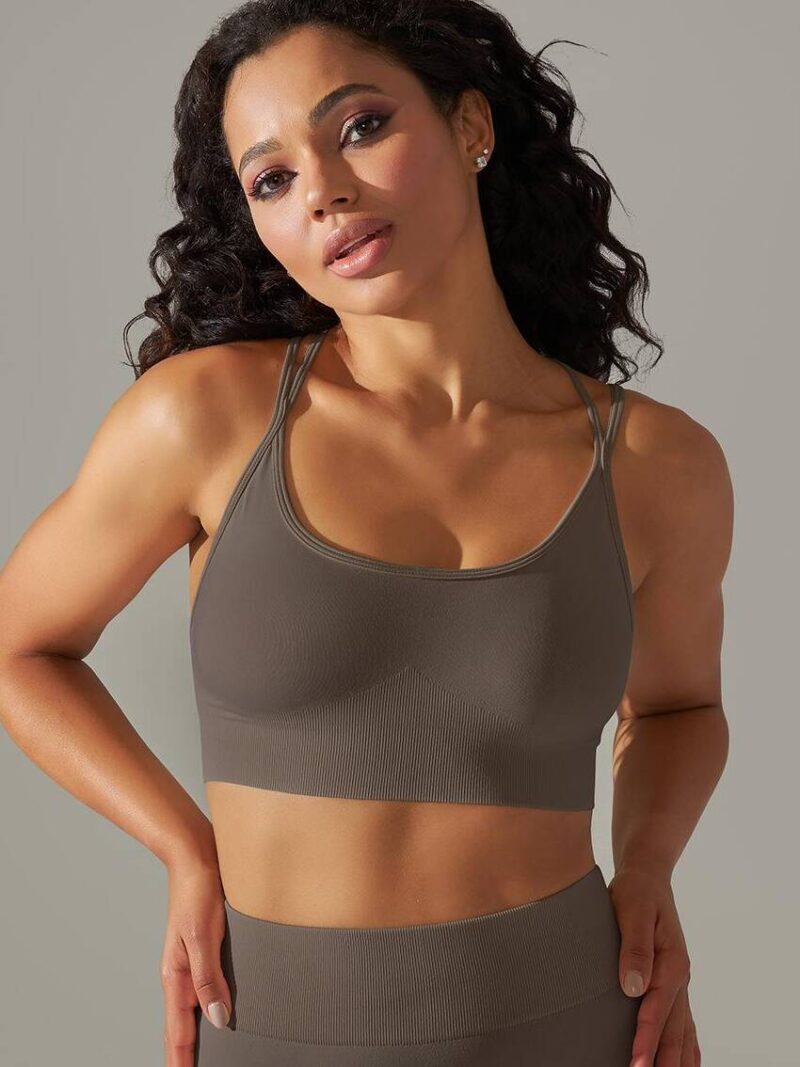 Feel Supported & Sexy in our Strappy-Back Push-Up Yoga Bra - Comfort & Confidence with Every Stretch!