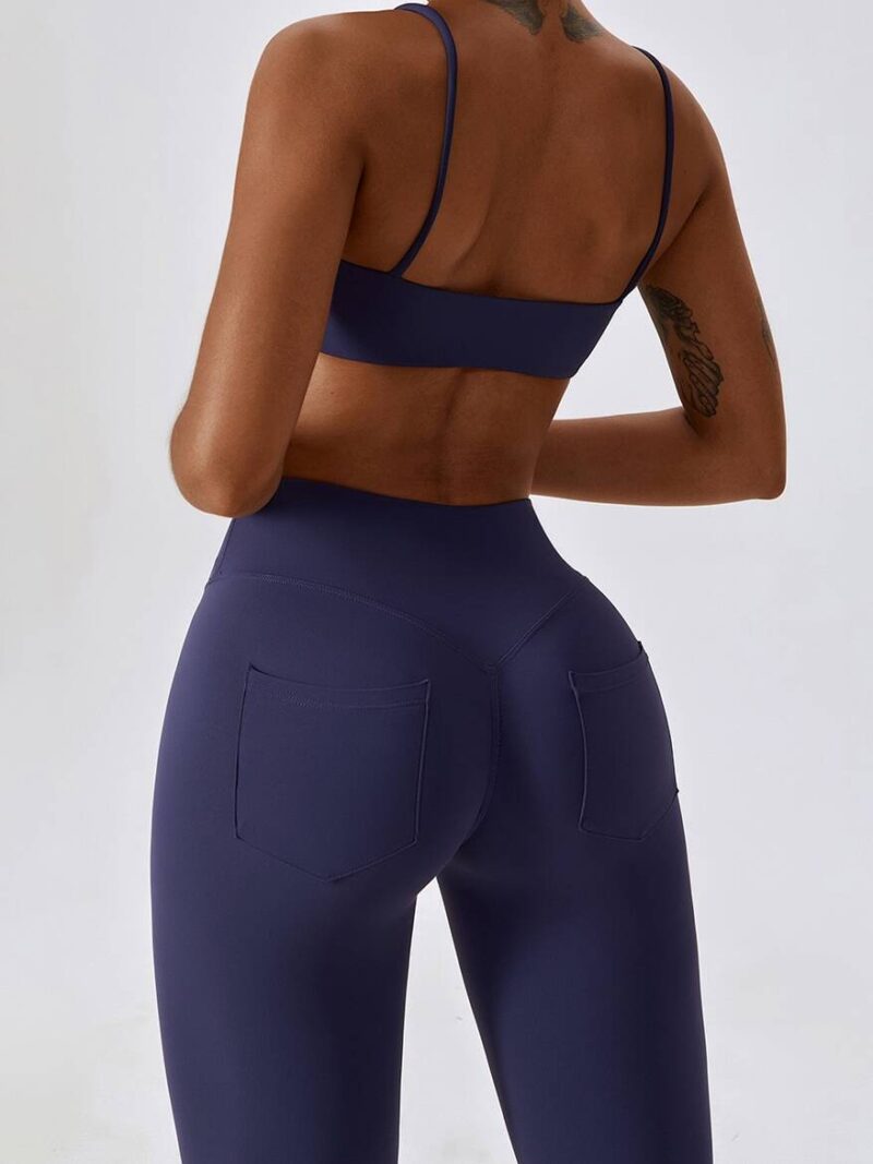 Fitness Frenzy: Spaghetti Strap Sports Bra & High-Rise Scrunch Butt Leggings Combo - Perfect for Working Out!